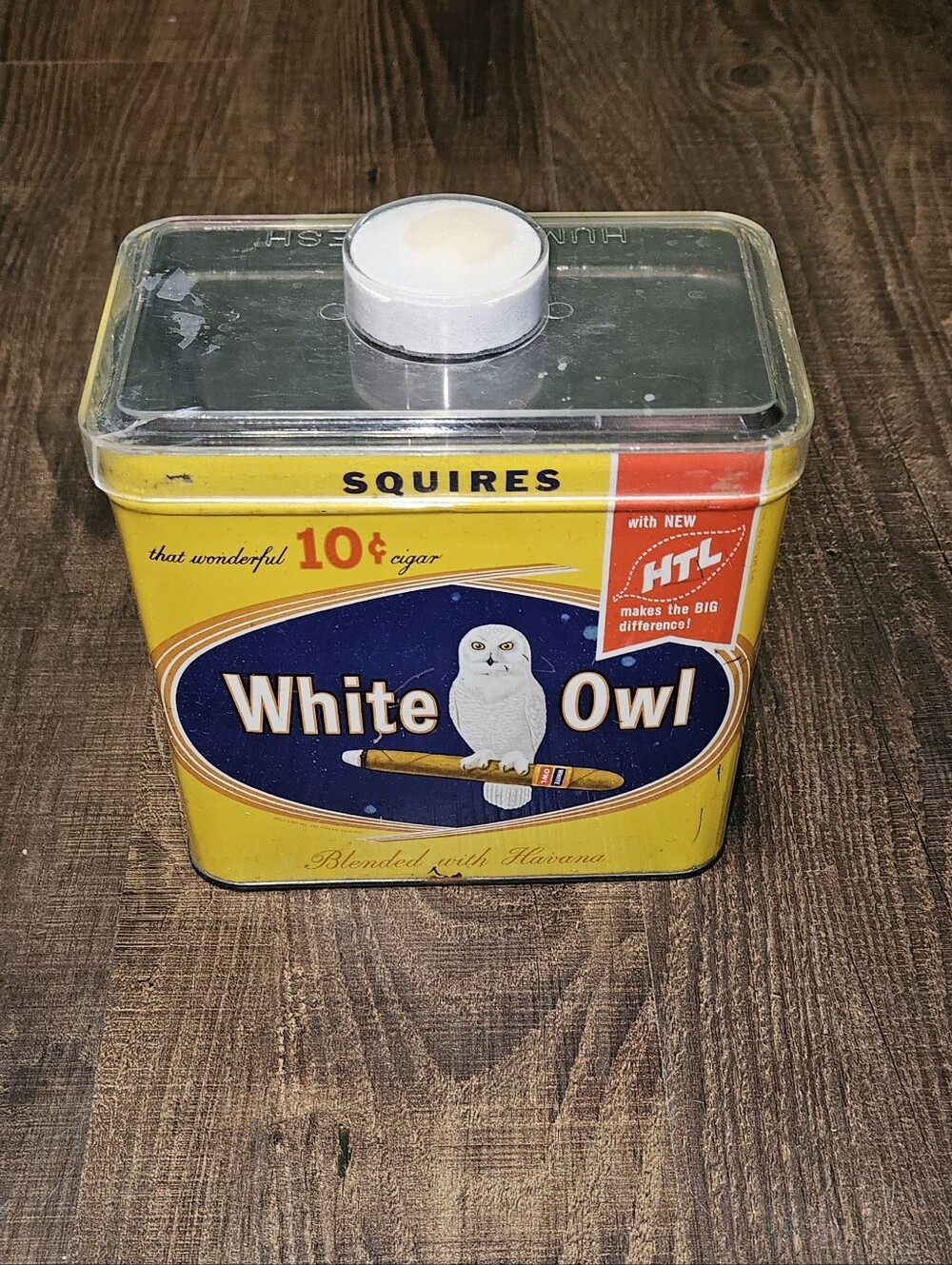 Vintage White Owl Squires Havana Cigar Box With Humidifying Lid